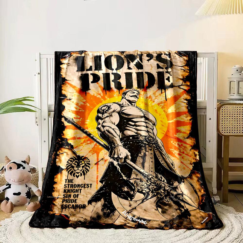 A muscular knight with a large axe stands before a radiant sunburst. for all seasons blanket lunch break throw gift