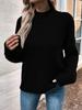Casual Solid Knit Sweater Ladies V Neck Crew Neck Warm Daily Long Sleeve Blouse