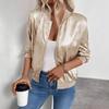 Весна осень женская мода однотонная куртка на молнии свободный темперамент для работы повседневный кардиган короткие пальто женские бейсбольные куртки