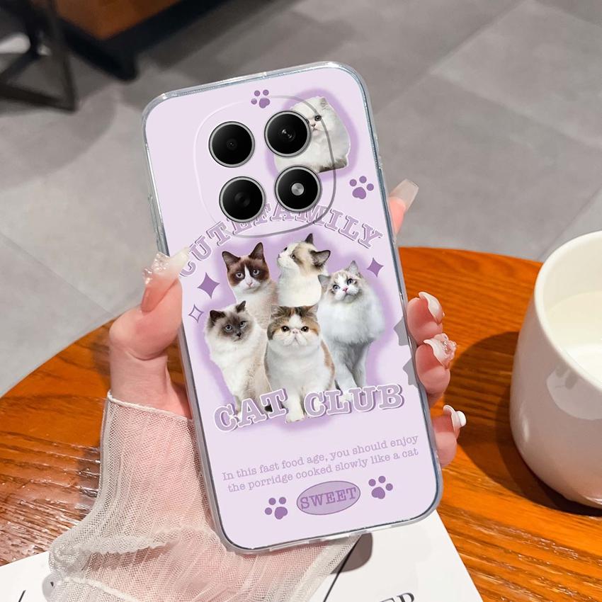 Подходит для Redmi Note 15 14 Pro 14S 15 15C A5 A1 Популярный Креативный Чехол для Телефона с Буквами и Узорами Прозрачный Силиконовый Нескользящий Чехол для Корпуса Redmi