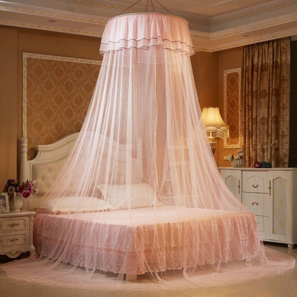 Luxury Pleated Lace Mesh Dome Queen Size Bed Canopy Mosquito Net Bedding Article Bed Tent