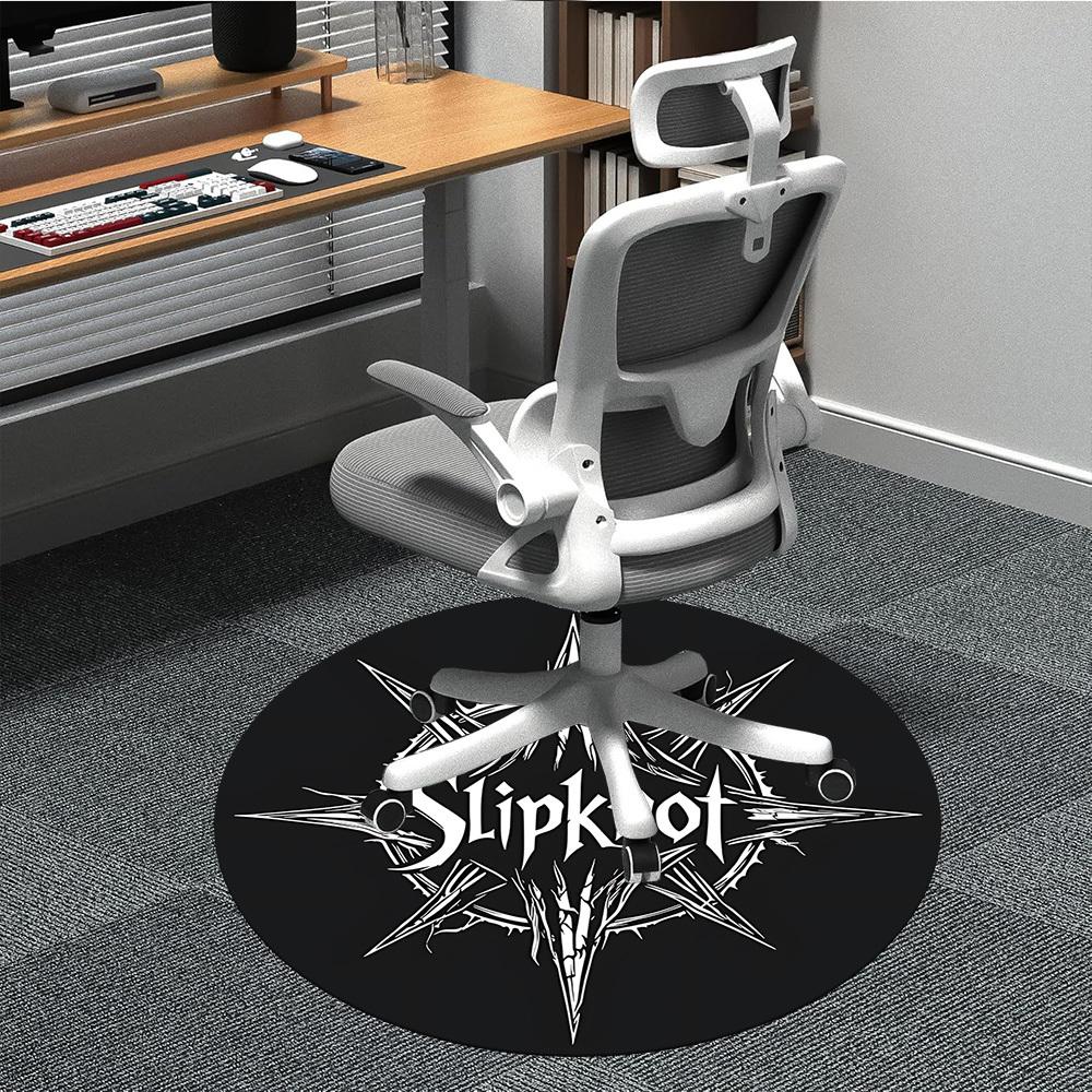 1 шт. Круглый коврик с логотипом группы Slipknot для офиса - Идеально подходит для декора офиса или кабинета, Машинная стирка, Нескользящая основа, Декоративный коврик для пола