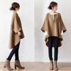 3/4 Sleeve V-Neck Top Loose Fit Front Short Back Long Solid Color Japanese Style Womens Sweatshirt