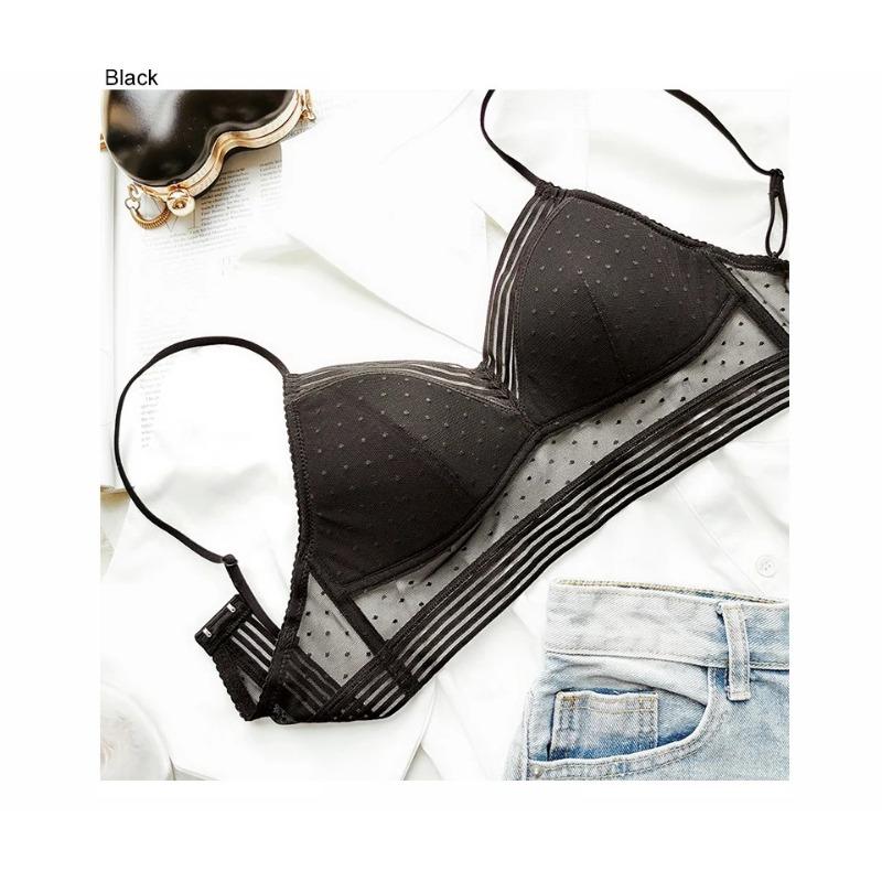 Плюс размер новый стиль в горошек тонкий бюстгальтер с сеткой треугольный женский мягкий бесшовный бюстгальтер с открытой спиной красивая спина сексуальный бюстгальтер-бюстгальтер Encaje Mujer