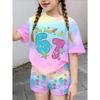 67 Six Seven Girls Clothes Cute Tie-Dye 3D Print Girls Short Sleeve T-Shirt Pants Set Casual Fashion Children's Clothes Tops