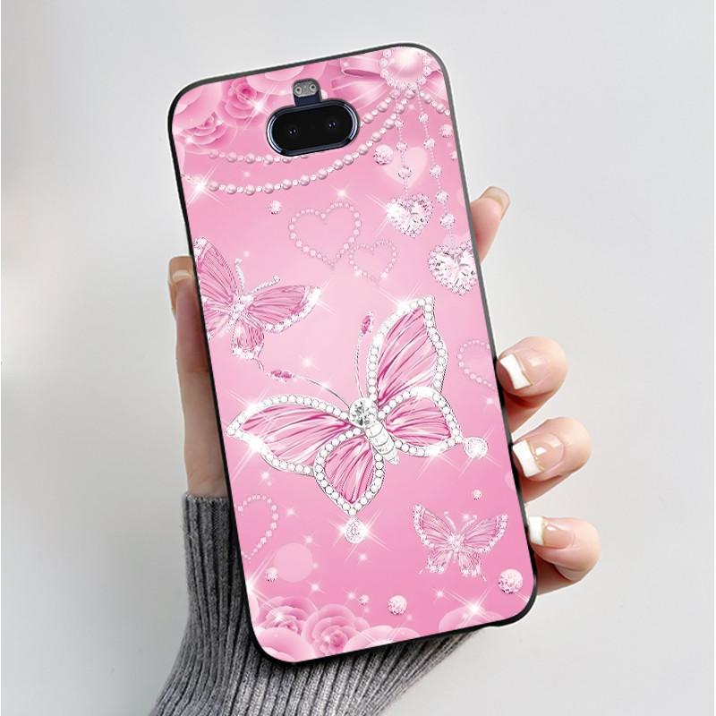 Case For Sony Xperia 20/Xperia 8/SOV42/Xperia 8 Lite Phone Case Luxury Fashion Butterfly Flowers Black Silicone Soft Back Cover