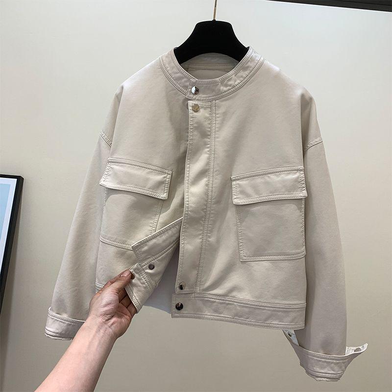 Женская модная ретро байкерская кожаная куртка - Коллекция Осень 2025, Универсальный короткий ПУ дизайн