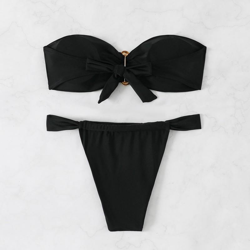 Split Sexy Swimsuit Tube Top Bikini Suit
