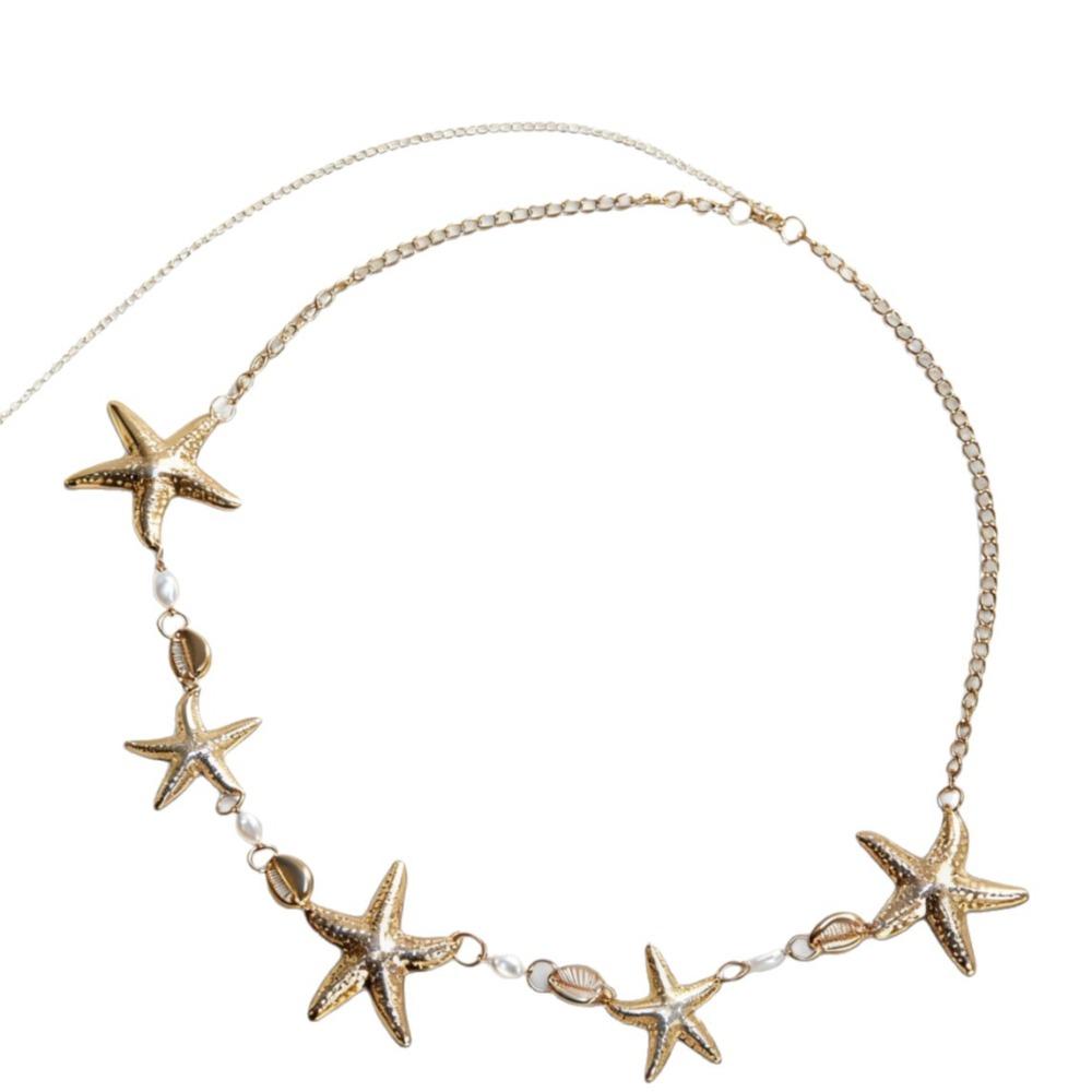 Elegant Starfish Waist Chain Shell Beads Belly Chains Sea Star Imitation Pearl Body Chain  Beach