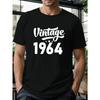 Европейский размер Плюс сайз Мужская футболка с принтом "Vintage 1964", Летние модные футболки с коротким рукавом для высоких и крупных мужчин