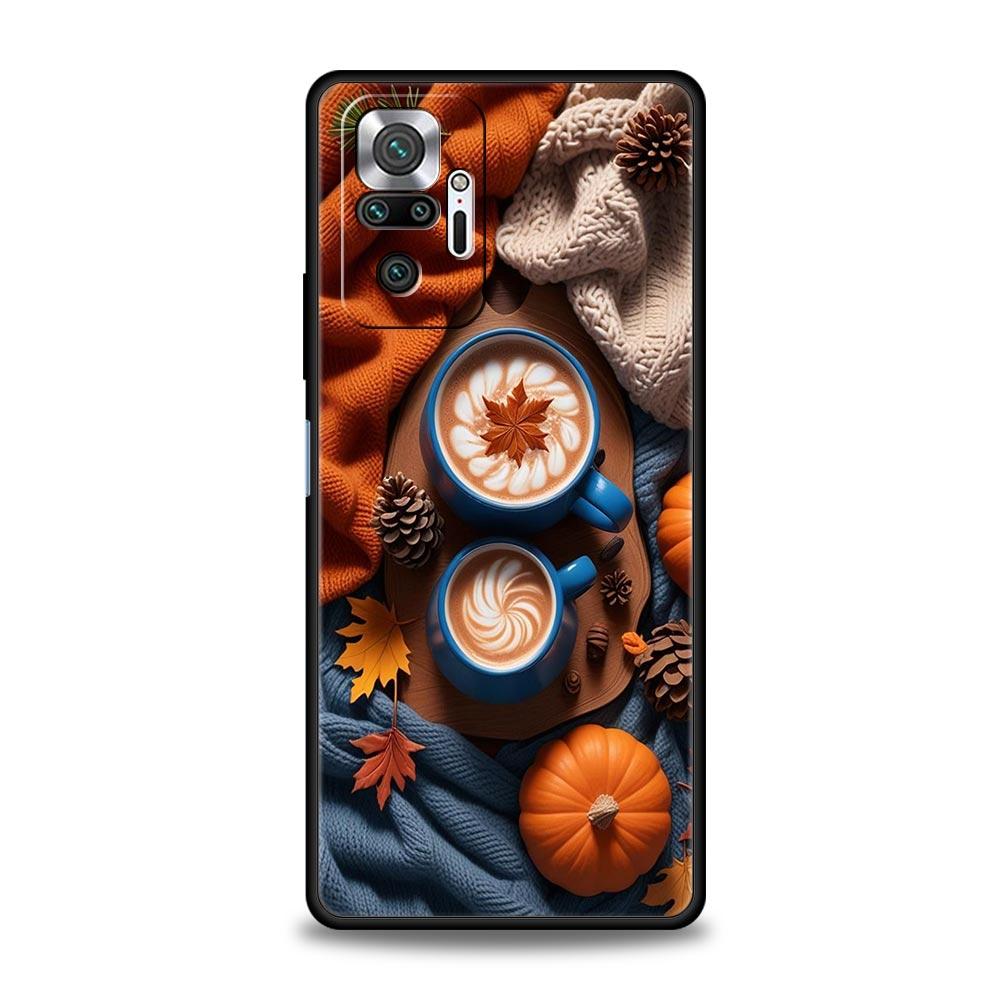 Чехол для телефона 'Тыква Осенние Листья Кофе' для Redmi 14C 10C Note 15 14 13 12 10 11 K40 Pro Plus 5G Мягкий ТПУ Ударопрочный Capas