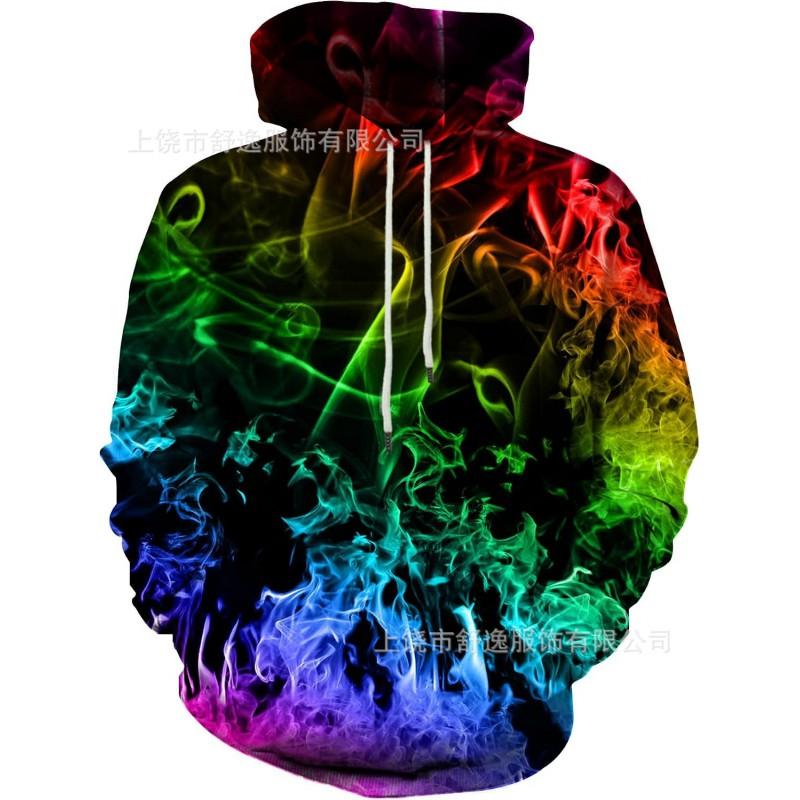 Mens Hooded Sweatshirt With Digital Print Loose Fit Long Sleeve Casual Pullover Daily Wear