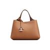 Tods Металлический кулон Съемный регулируемый плечевой ремень Кожаная сумка-тоут Сумка для покупок Сумка через плечо Мини Женские сумки-тоут Коричневый XBWAPAEL000QRI9P13