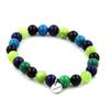 Stones and Minerals. Lapis Lazuli + Chrysocolla + Peridot + Black Agate Pearl Bracelet 8 Made In France.