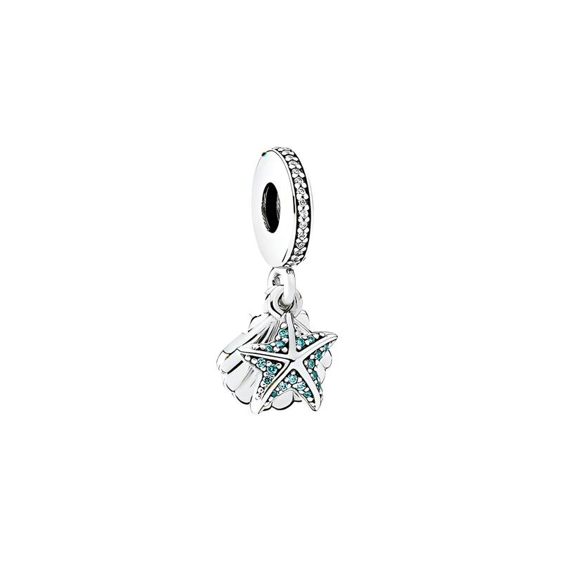 Pandora Starfish and Shell 925 Silver Pendant Women's Silver 792076CZF