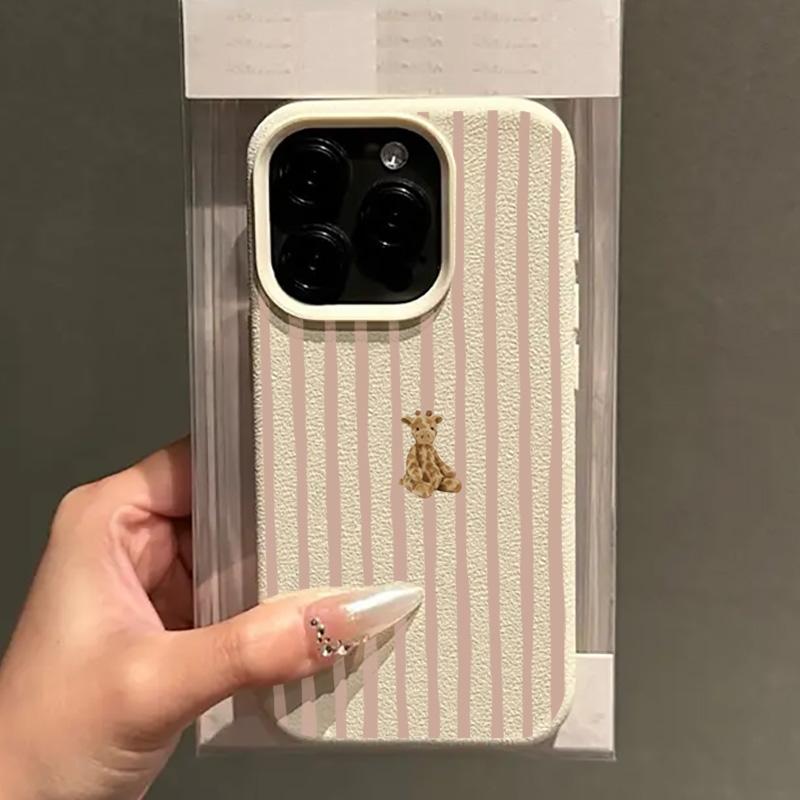 Полосатый Милый Чехол с Жирафом для iPhone 11 12 13 14 15 16 17 Pro Max 15 14 Plus 16E 17Air X XR XS Max Ударопрочный Мягкий Чехол