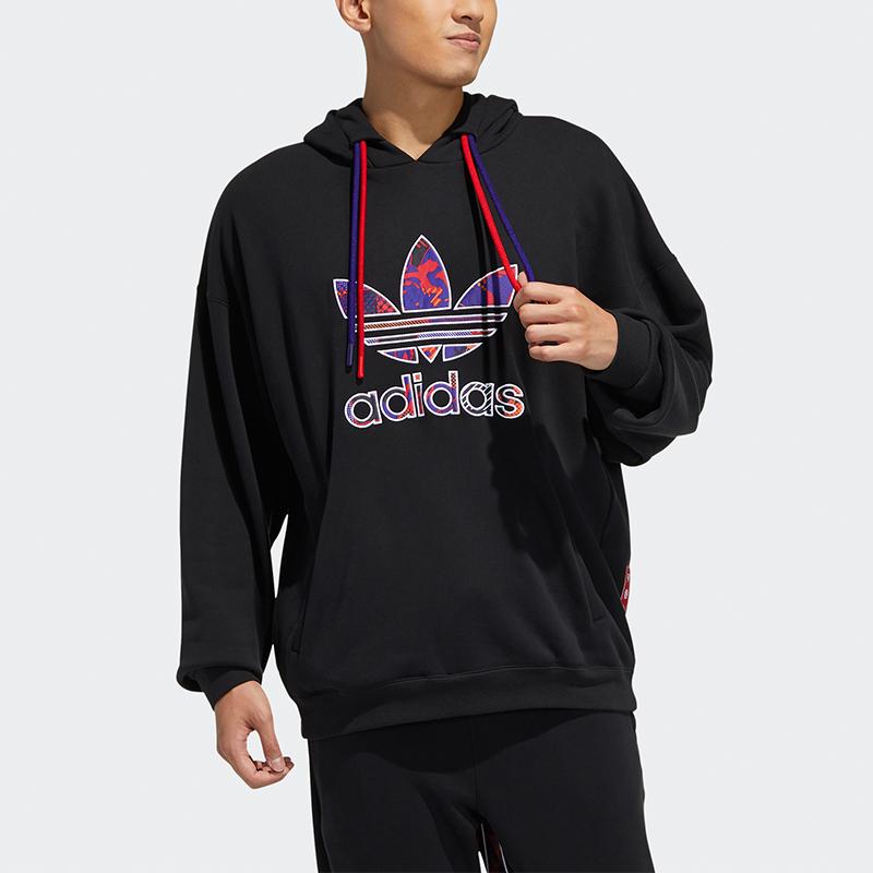 Adidas Оригинальная толстовка с новогодней тематикой и двойным шнурком, мужская толстовка с капюшоном, черная GP1865