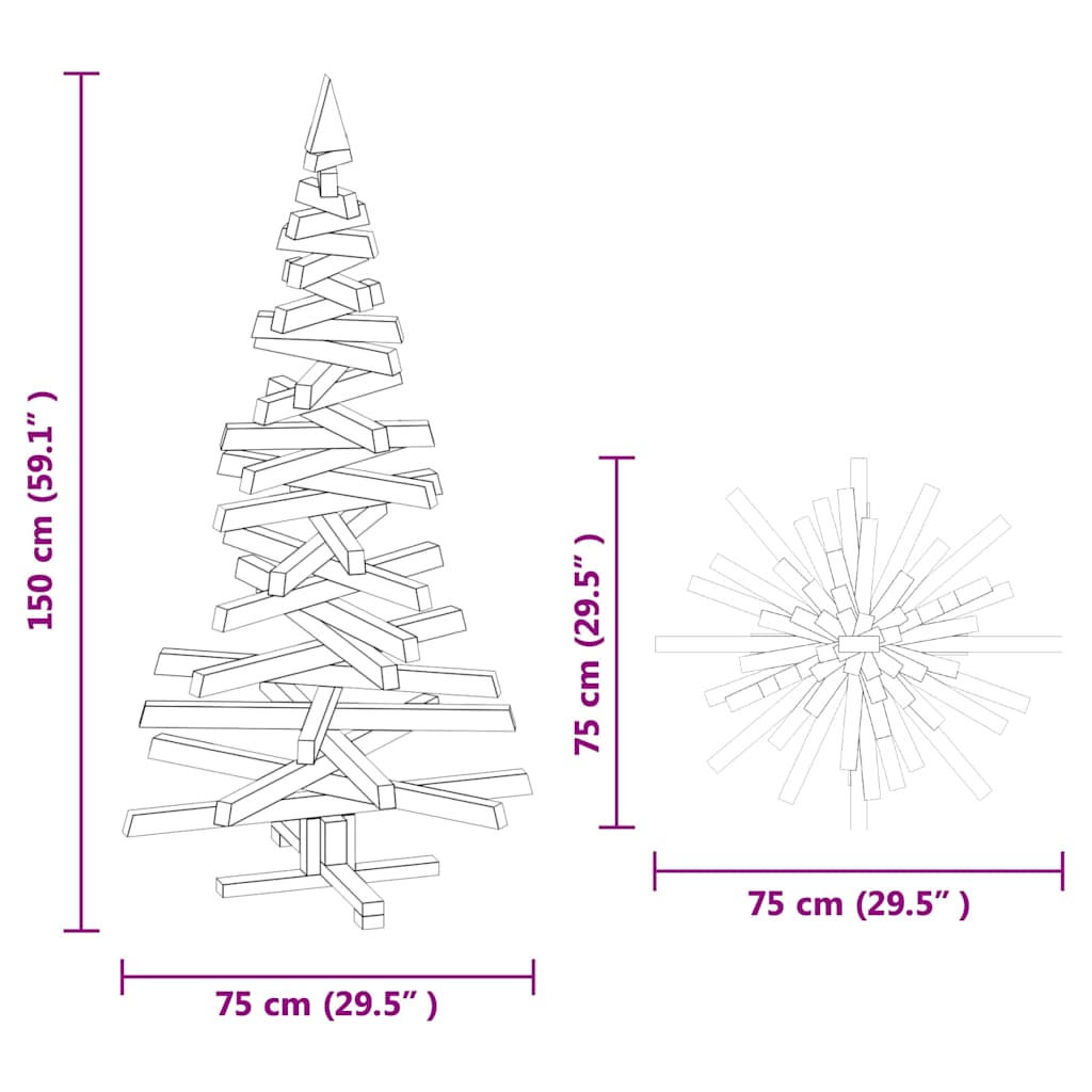 Christmas Trees with Stand Brown 150 cm Solid Wood Pine