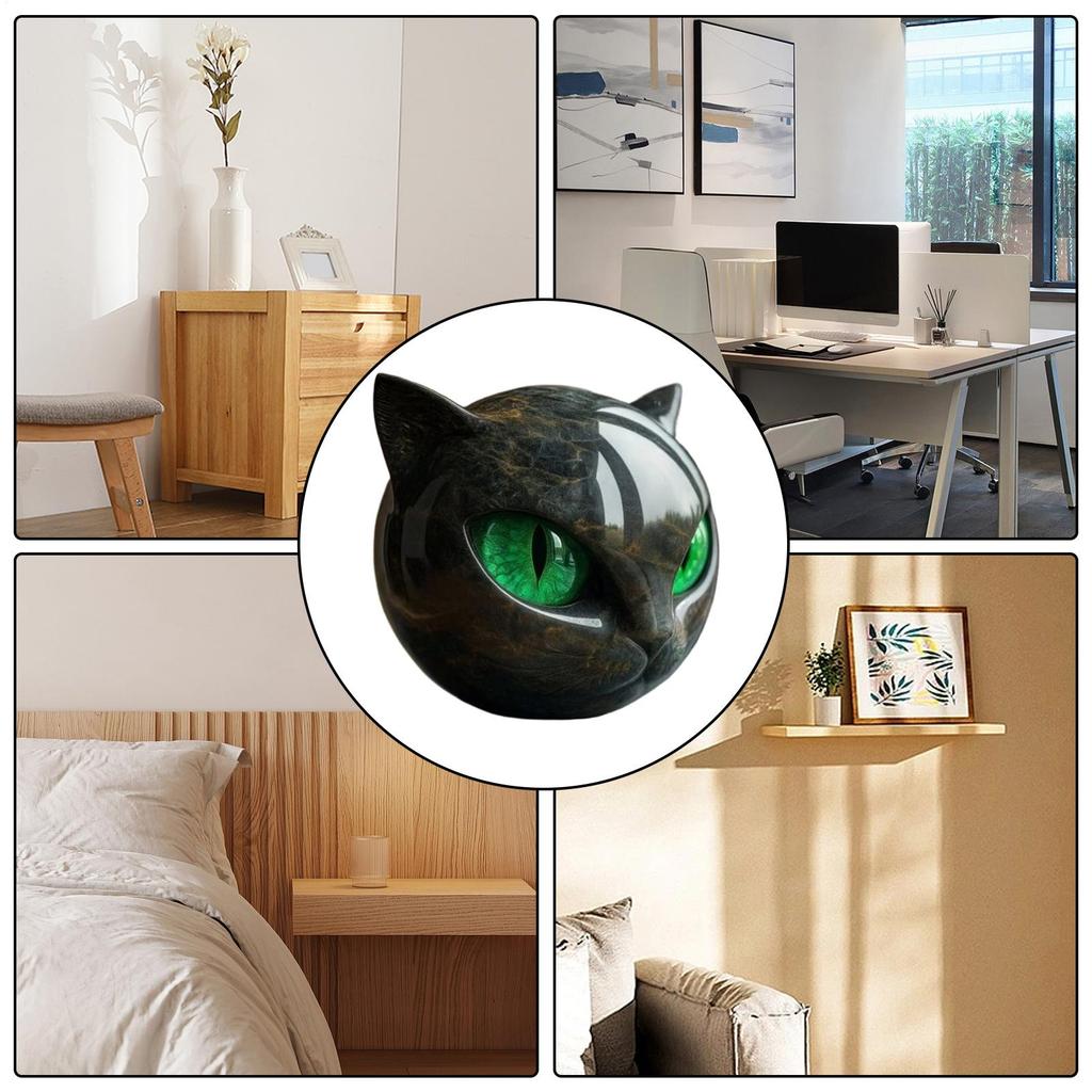 Фигурка Черного Кота Смола Голова Кошки Лечебный Камень Мраморная Текстура Камень Кошки Животное Скульптура Кошки Камень Кошки Сувенир Подарок Декор Для Дома