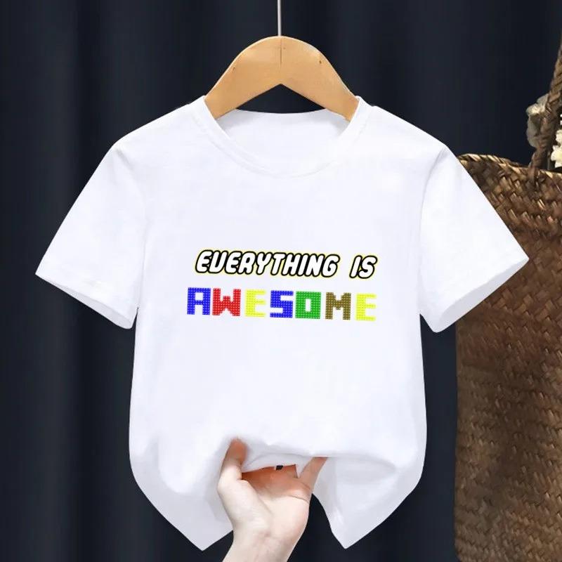 2026 Master Builder Blocks Building print cartoon casual comfortable childrens Tshirt for boys and girls