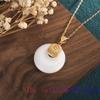 White Jade Doughnut Pendant Amulet Jewelry Zircon Necklace Gifts Gemstone Women Chalcedony Natural Charm Fashion 925 Silver
