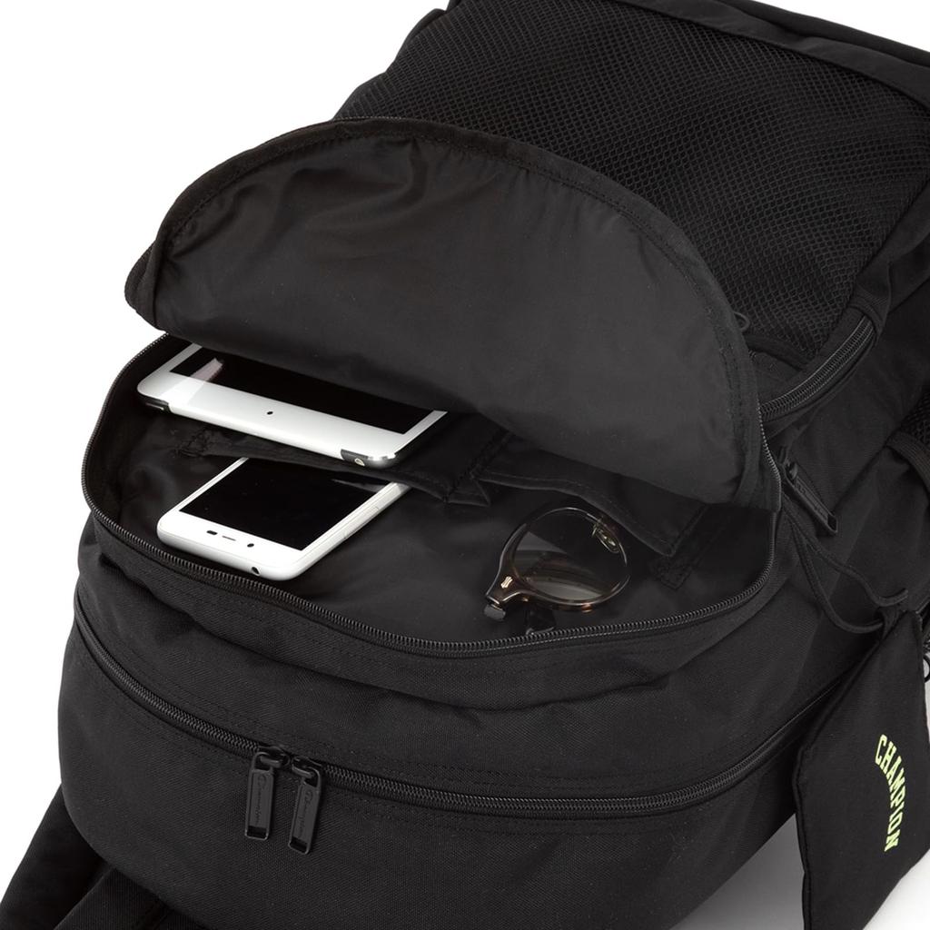 Рюкзак Arch формата A4 для хранения 14 дюймов ПК 28 л 2 отделения школьный рюкзак школьная сумка черный x лаймово-зеленый В47 x Ш29 x Г19 см [Champion] № 68261