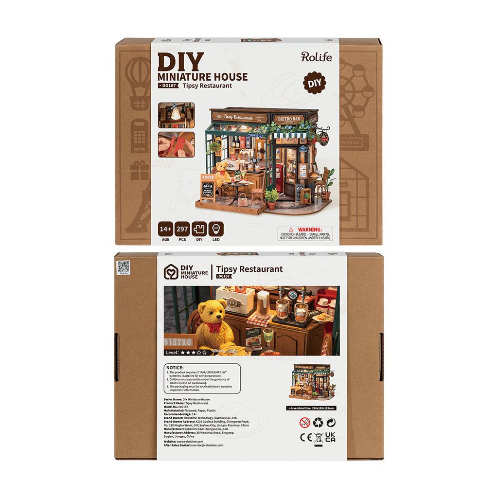 ROBOTIME Rolife 3D Puzzles Tipsy Restaurant DIY Miniature House DG167