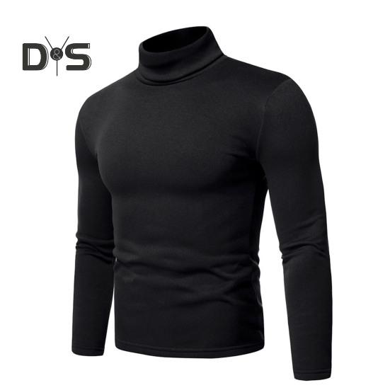 Spring Autumn Men Fitness Top Slim Fit High Collar Stretchy Long Sleeves Solid Color Pullover Fitness Sport Top Winter Bottoming Clothes