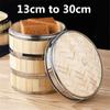 Bamboo Food Steamer Basket with Stainless Steel Banding No Lid Bun Steaming Basket Dumplings DimSum Cage Cooker Kitchen Gadget