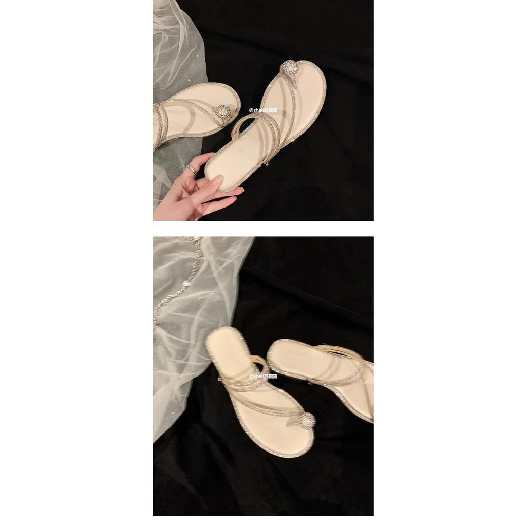 Сандалии женские летние новые модные пляжные сандалии со стразами плоские тапочки роскошные сандалии женские дизайнерские дизайнерские туфли