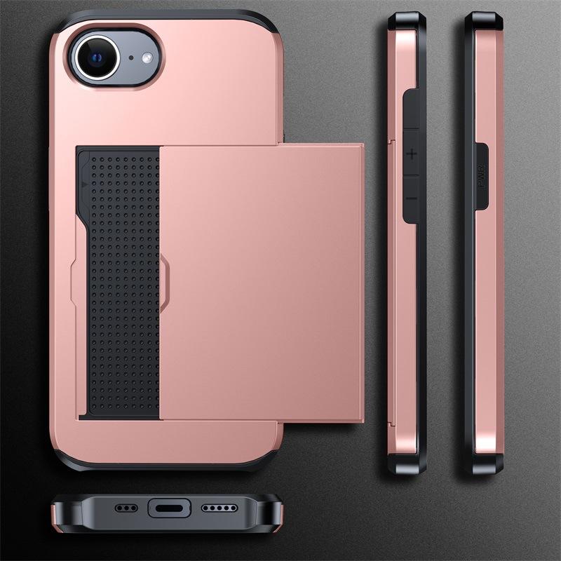 Подходит для чехла для мобильного телефона iPhone16e Apple 15 Сдвижная крышка Карта Два-в-одном Кошелек 7/8Plus Защитный чехол SE3