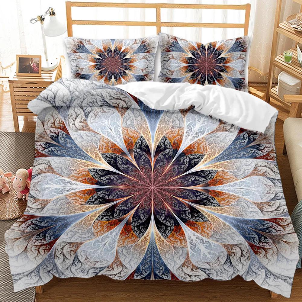 Bohemian Mandala Duvet Cover Queen Size Tie Dye Spiral Duvet Cover Hippie Boho Bedding Set Exotic Floral Polyester Qulit Cover
