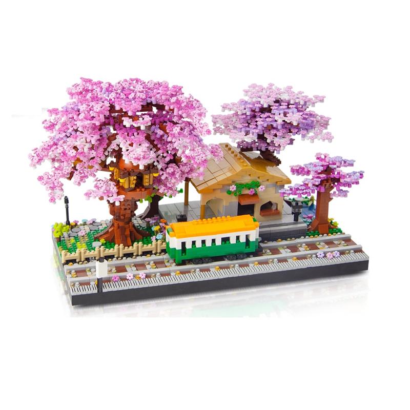 Mini Blocks Cabin Architecture Flower House Cake Coffee Shop Building Bricks Diy Toys For Boy Gift Girl Present New Year