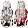90*90cm Classic Sailboat Square Scarf WomenShawl Neckerchief Female Print Headband Head Wraps Foulard Hijab Hair Bands