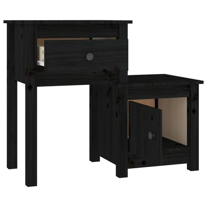 Maison Exclusive - Tables de chevet 2 pcs Noir 79,5x38x65,5 cm Bois de pin massif