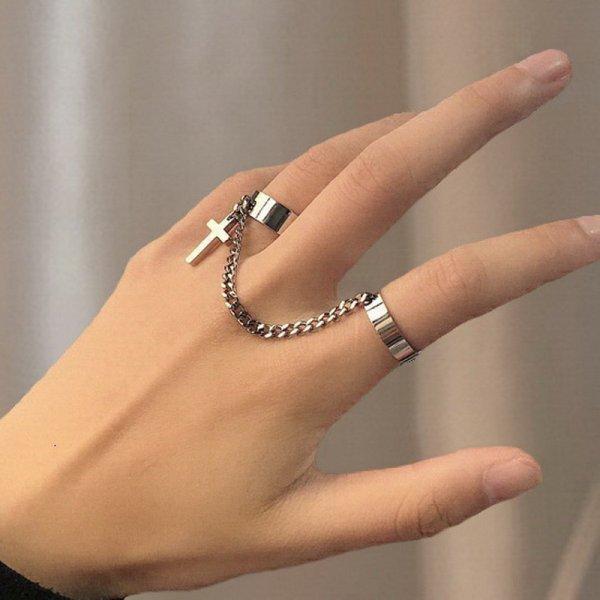 Серебристый Цвет Винтажные Многослойные Женские Открытые Кольца Регулируемые Большие Цепи Неправильной Формы Кольца на Палец Для Женщин Мужчин Вечеринка Украшения Подарок