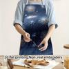 1 шт. Темно-синий фартук с принтом цветка одуванчика, льняной, 2D плоская печать, кухонный фартук, тема сада, для готовки, выпечки, художественный, для взрослых