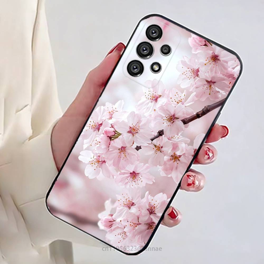 Розовый чехол Sakura для Samsung Galaxy A73, 23, 53, 33, 14, 24, 13, 72, 22, 52, 32, 54, A34, Мягкий чехол