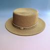 Bohemian flat top straw hat women's summer outing beach hat retro webbing face small sunshade hat