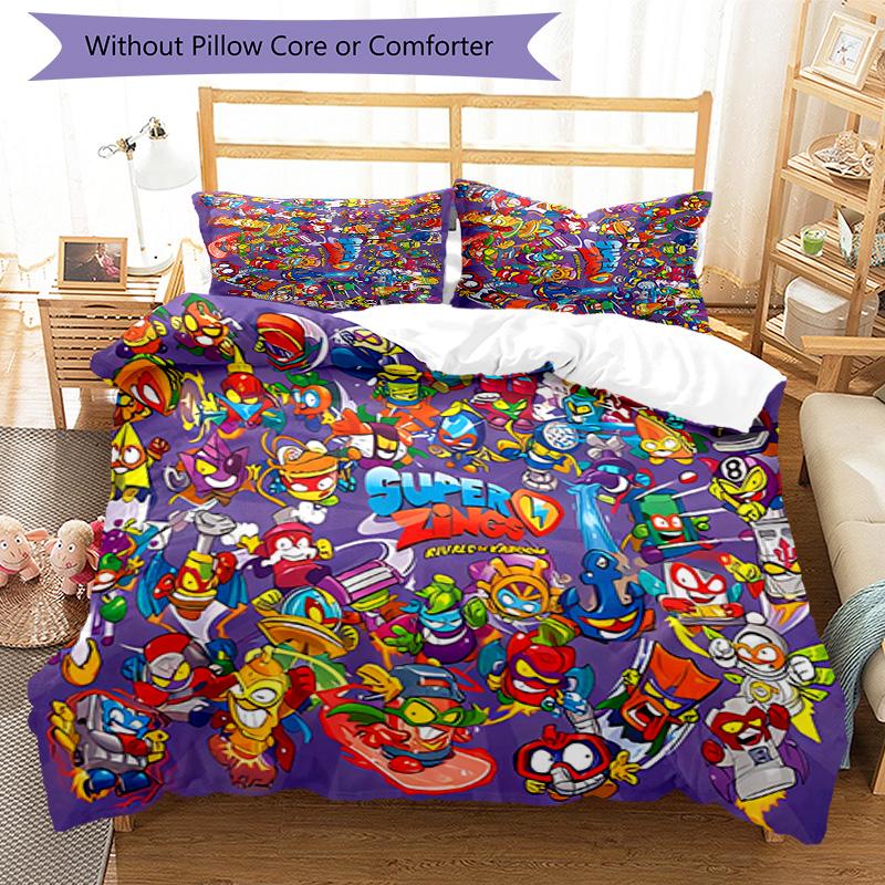 3pcs Superthings pattern bedding set duvet cover set includes duvet cover &pillowcases, perfect all season bedroom decoration & gift