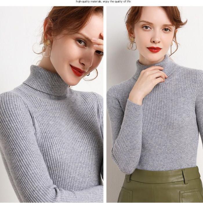 Осенне-зимний толстый свитер женский вязаный пуловер в рубчик, водолазка с длинным рукавом, тонкий джемпер, мягкий теплый пуловер