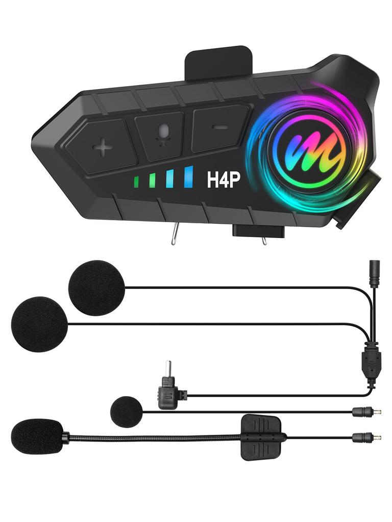 Motorcycle Moman H4 Plus Earphones for Motorcycle Intercom AI Voice Voice Activation Single Use 32 Hours Continuous Use Music Sharing IPX6 Water