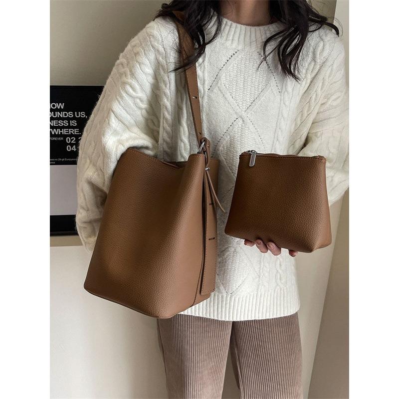 Вместительное ретро домашнее нишевое ведро новая сумка через плечо подмышку с высокой текстурой для ребенка и матери