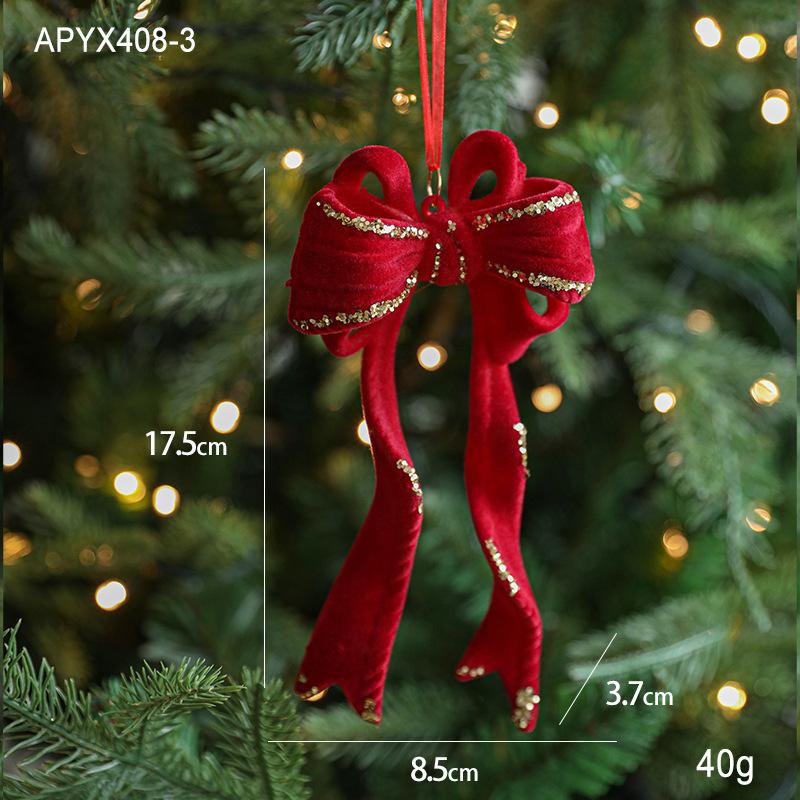Красный Флок Рождественский Бант Венок Колокольчик Рождественская Елка Снегопад Лось Подвеска Подвесное Украшение Navidad 2026 Noel Домашний Декор для Вечеринки