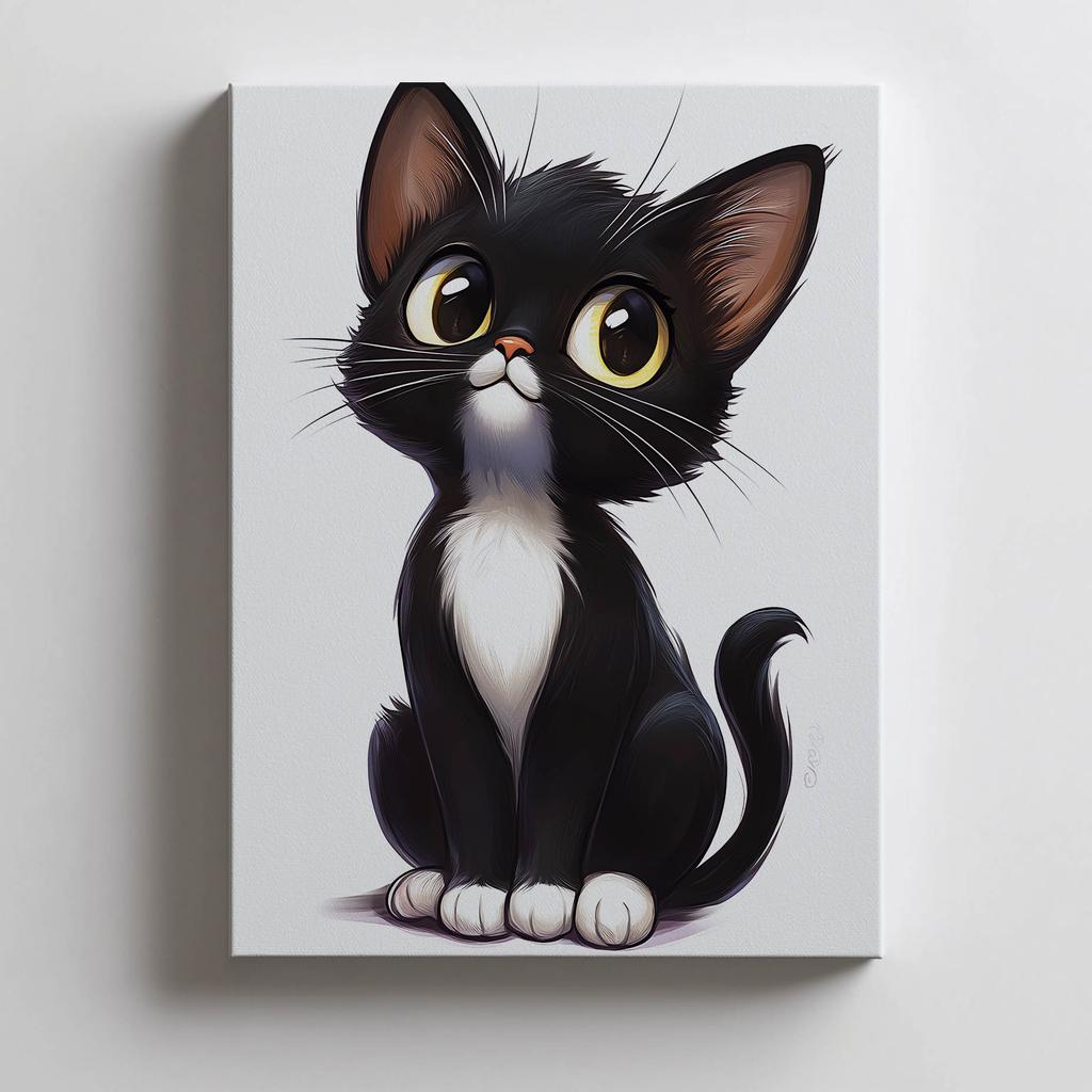 Plakat Kocurek W Bieli Plakat Kocurek W Bieli, 40X50 Cm, Rama Aluminiowa Czarna, Papier Matowy 230 Gsm