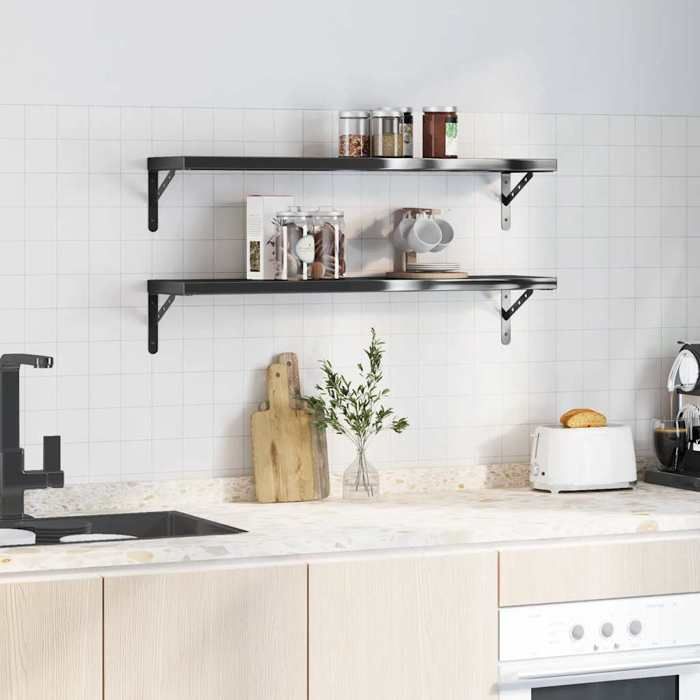 Maison Exclusive - Étagères murales 2 pcs 100x23,5 cm noir acier inoxydable
