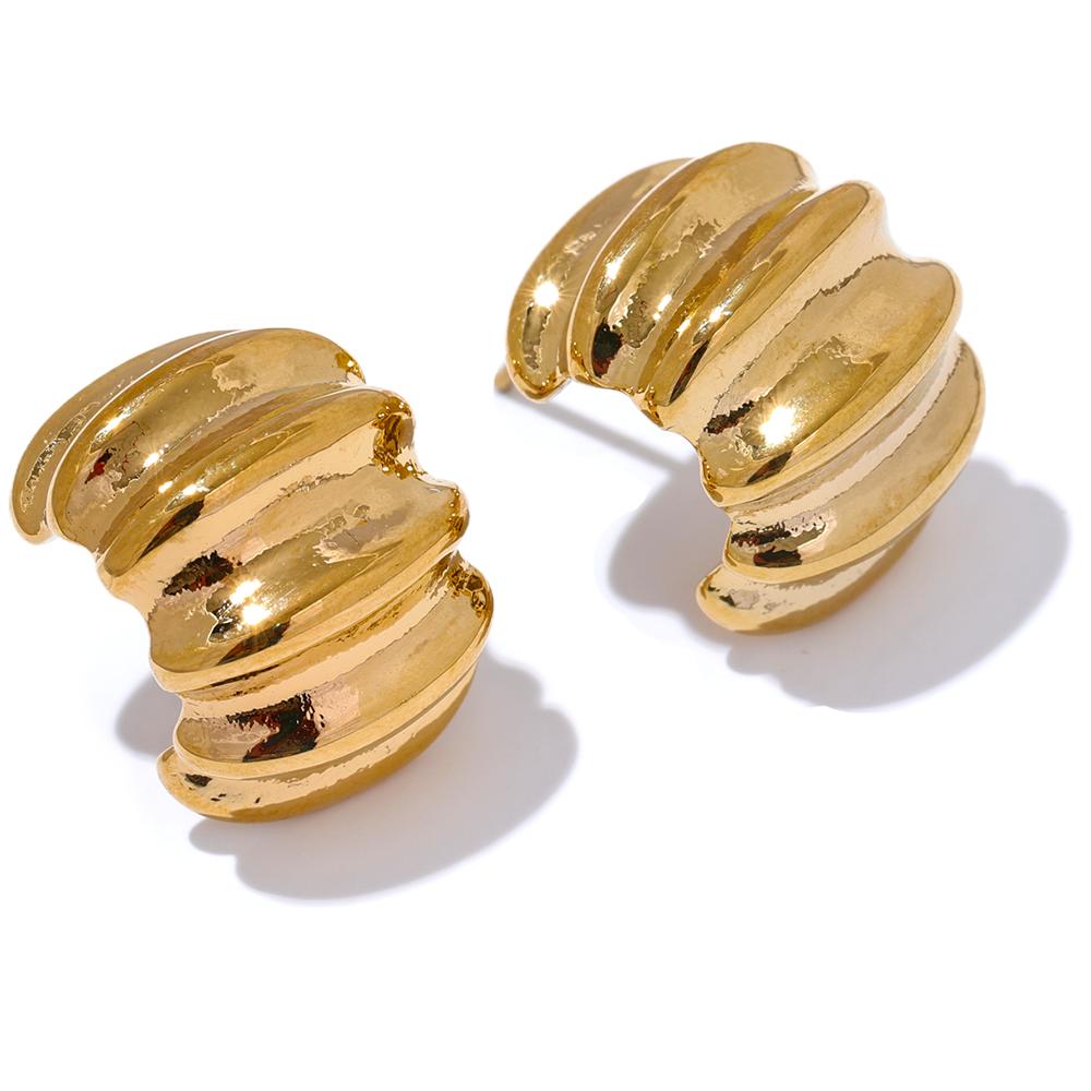 Eetit Отличительные металлические серьги C-образной формы с геометрическим рисунком, необычные серьги цвета золота, серебра, текстура, нержавеющая сталь, минималистичные ювелирные изделия, новинка