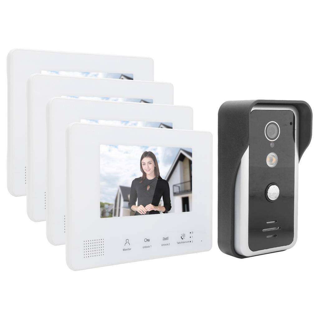 7in TFT 2?Wire Systerm Visual Doorbell Intercom System Night Vision Door Phone with 4 Displays