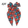 Christmas Photo Prop Hair Bows Large Bow for Women Girls, Decorative Clip with Classic Holiday Gift Prints, Elegant Long Tail Barrettes Festive