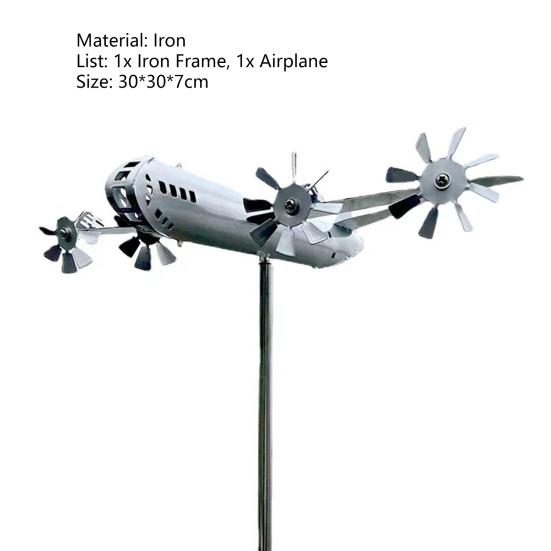 Unique Easy-assembled Lightweight Aircraft Modeling Creative Outdoor Wind Spinner Crafts for Park